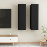 Comode TV, 2 buc., negru, 30,5x30x110 cm, lemn prelucrat