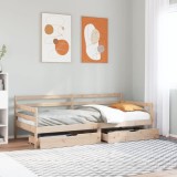 Cumpara ieftin Pat de zi cu sertare, alb, 80x200 cm, lemn masiv pin