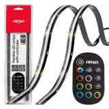 Benzi LED COB pentru mașini, RGB multicolor cu telecomandă, 2x30cm, 12V AMIO-04579