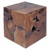 Taburet, maro, 40x40x45 cm, lemn de tec masiv