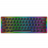 Tastatura gaming mecanica Redragon Akali, iluminare RGB switch-uri rosii, Negru