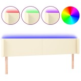Cumpara ieftin Tablie de pat cu LED, crem, 163x16x78/88 cm, piele ecologica