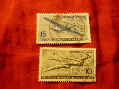 2 Timbre DDR 1956 Aviatie , val. 10 si 15 pf stampilate foto