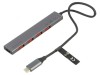 Hub USB cu 4 porturi USB A, port USB C și mufă USB C, cablu gri 0,25m, Vention
