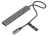 Hub USB cu 4 porturi USB A, port USB C și mufă USB C, cablu gri 0,25m, Vention