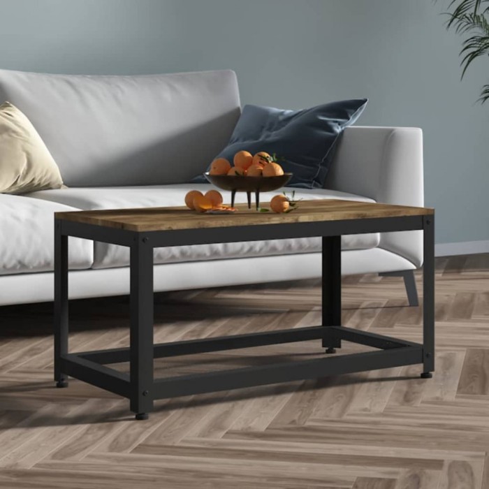 vidaXL Măsuță de cafea, maro &icirc;nchis &amp; negru, 90x45x45 cm, MDF și fier 286082