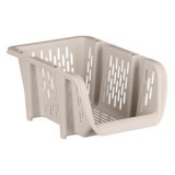Cos de Depozitare Plastic Stivuibil cu Laturi Perforate - Bej, CMCLASS