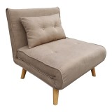 Cumpara ieftin Canapea extensibila Josuane bej cu picioare din lemn natural 77x80x81 cm