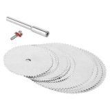 Set 10 discuri de taiere cu tija, Inox, 22/25/32 mm, Argintiu