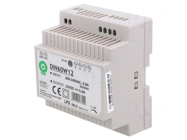 Alimentator Pulsatoriu pentru Șină DIN 60W 12VDC 5A
