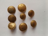 lot 8 nasturi uniforme militare Regatul Romaniei , 5 bucati mari , si 3 bucati mici ,acvila regala .