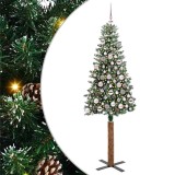 VidaXL Brad de Crăciun subțire cu 300 LED Verde și alb 180 cm 3394901