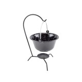 Ceaun emailat Perfect Home 0.8 L negru cu buline, pentru servire portii mici, rustic