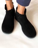 Ghete din piele naturala intoarsa cu talpa joasa Black Edna, 35 - 41, Negru, Ingiro