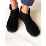 Ghete din piele naturala intoarsa cu talpa joasa Black Edna