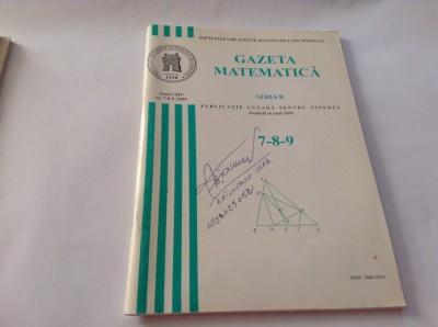 GAZETA MATEMATICA NR 7-8-9 /2009 RF21/2 foto