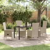 vidaXL Set de scaune de grădină reclinabile 5 pcs Bej 140 x 70 x 73 cm