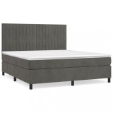 Cumpara ieftin Pat box spring cu saltea, gri inchis, 180x200 cm, catifea