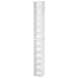 HOMCOM Set 2 Piese Rafturi cu 12 Etajere Reglabile pentru 204 CD-uri, 21x22.5x88.5 cm, Alb | Aosom Romania
