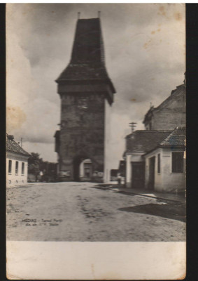 CPIB 21191 CARTE POSTALA - MEDIAS, TURNUL PORTII DIN STRADA I.V. STALIN RPR 1959 foto