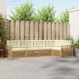 vidaXL Set de canapele de exterior 6 pcs Alb și crem Poliester 3390475