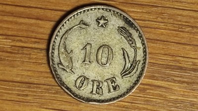 Danemarca - moneda de colectie rara - 10 ore 1897 - Christian IX - superba! foto