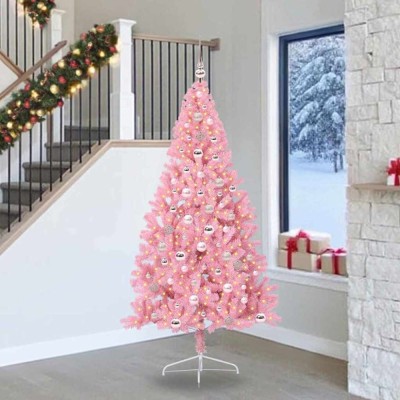vidaXL Pom de Crăciun artificial pre-iluminat Roz 240 cm PVC 3397104 foto