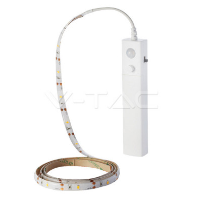 Banda LED 2835 2.4W 1m 4000K cu senzor de miscare si alimentare baterii 4x AAA V-TAC foto