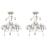 Candelabre suspendate de plafon cu cristale 2 buc. alb elegant