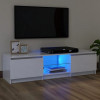 VidaXL Comodă TV cu lumini LED, alb extralucios, 120x30x35,5 cm
