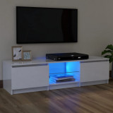 Comoda TV cu lumini LED, alb extralucios, 120x30x35,5 cm GartenMobel Dekor, vidaXL