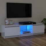 VidaXL Comodă TV cu lumini LED, alb extralucios, 120x30x35,5 cm