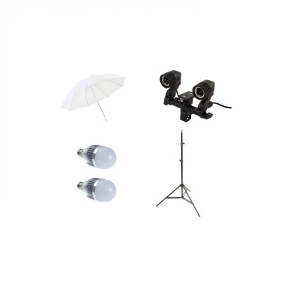 Kit lumina continua cu 2 becuri si umbrela de difuzie 84cm foto