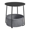 VASAGLE Masuta de cafea rotunda cu cos de stofa, stil modern, 45x50cm, negru-gri Household NewTrend