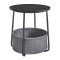 VASAGLE Masuta de cafea rotunda cu cos de stofa, stil modern, 45x50cm, negru-gri Household NewTrend