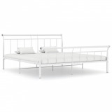 Cadru de pat, alb, 160x200 cm, metal, Cires, Dublu, Cu polite semirotunde, vidaXL