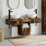 Cumpara ieftin Set dulap baie 3 buc. Stejar fumuriu 115 x 35 x 80 cm