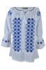 Bluza tip ie dama B23, alb cocos/albastru , marimea 3XL