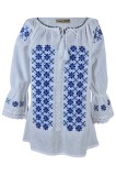 Bluza tip ie dama B23, alb cocos/albastru , marimea 2XL