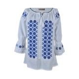 Bluza tip ie dama B23, alb cocos/albastru , marimea S