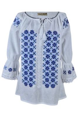 Bluza tip ie dama B23, alb cocos/albastru , marimea 3XL foto