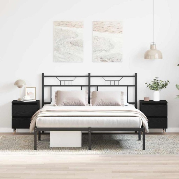 vidaXL Dulap de noapte cu sertar 2 pcs Stejar negru 40 x 35 x 50 cm 863467