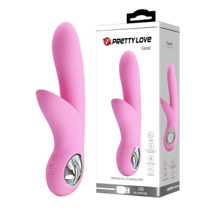 Carol - Vibrator iepuraș, baby pink, 16.5 cm