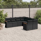 vidaXL Set mobilier de grădină cu perne, 8 piese, negru, poliratan 3258954