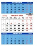 Calendar de perete triptic 2026. 12 file
