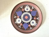 Farfurie decorativa ceramica Jaeger Germania 23cm pictata manual motive florale abstracte vintage perete unicat