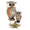 Statueta decorativa, Bufnita si pui asezate pe trunchi de copac, 17 cm, 202H