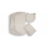 Set lenjerie patut + pernuta pentru formarea capului bebelusului SomnArt, bumbac egiptean, 60x120 cm, Gri deschis