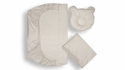 Set lenjerie patut + pernuta pentru formarea capului bebelusului SomnArt, bumbac egiptean, 60x120 cm, Gri deschis foto
