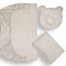 Set lenjerie patut + pernuta pentru formarea capului bebelusului SomnArt, bumbac egiptean, 60x120 cm, Gri deschis